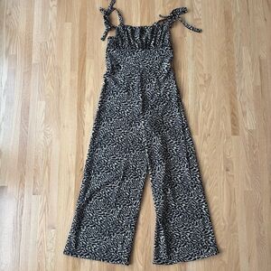 Topshop Black and Cream Patterned Jumpsuit